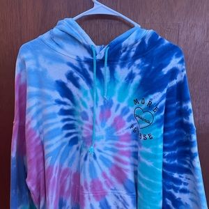 Multicolor Tie-Dyed Hoodie “More Weekend Please”